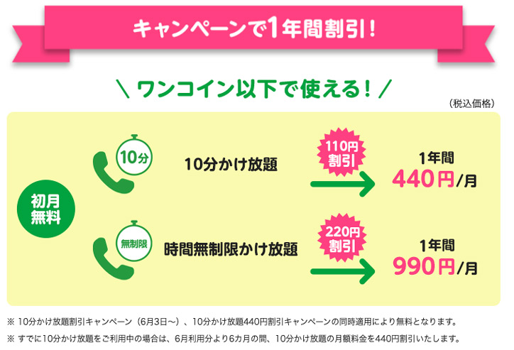 　mineo かけ放題サービスキャンペーン